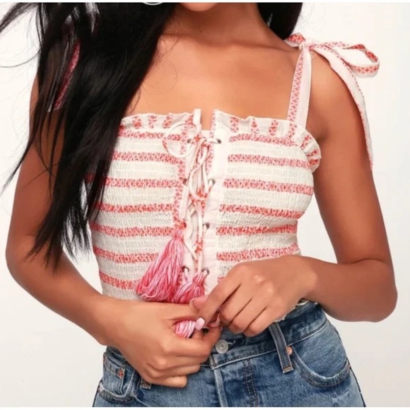 Free People Pink and White Crop Top - Picture 14 of 14